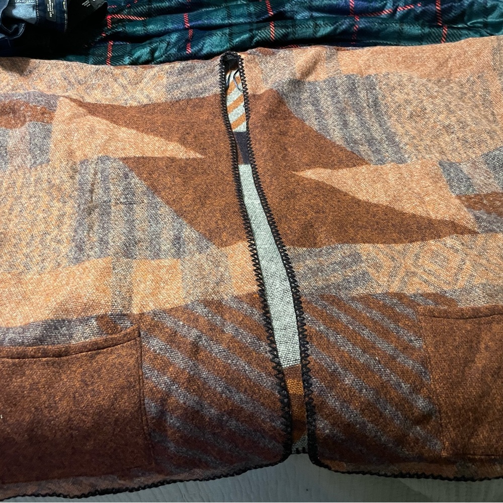 Brown and Tan Women's Poncho